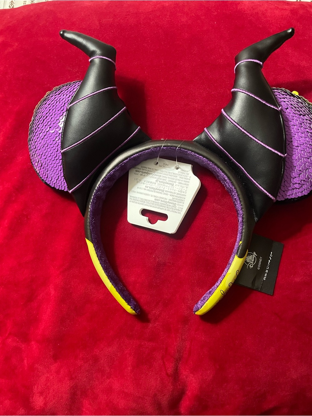 Disney Maleficent Horn Headband with Purple Sequin Ears & Yellow Accents